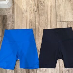 Lululemon Biker Shorts Bundle Size 4 Blue & Black High Rise Yoga Gym EUC